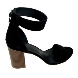 New Look Women's Size 9 Black Suede Ankle Strap 3" Block Heel
